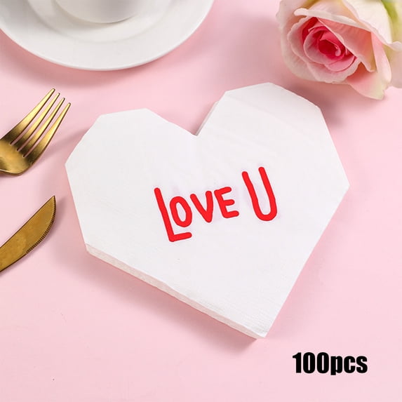 BiFandian Valentine's Day Paper Napkins, Disposable Party Napkins with Festive Patterns, Decorative Dinner Napkins for Holiday Table Setting, Celebration, Party Supplies