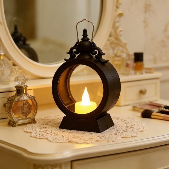 BiFandian Vintage Decorative LED Candle Lanterns, Flameless Candle Night Light, Clock Shaped Ambient Table Lamp for Tabletop Decorations