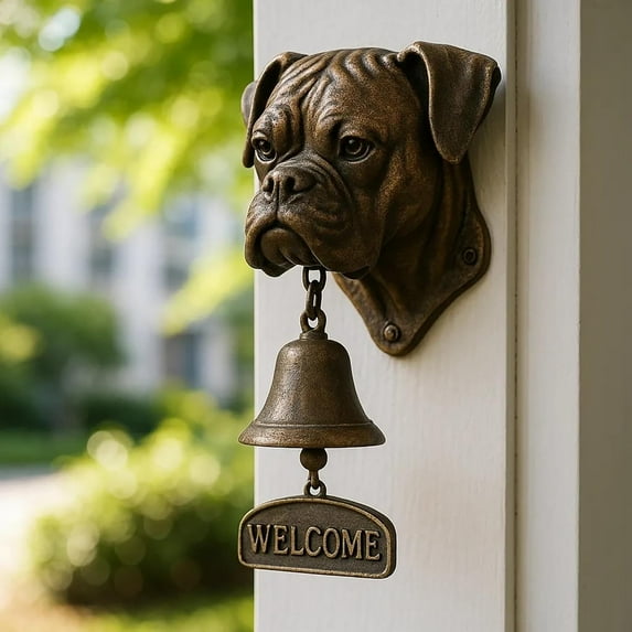 BiFandian Vintage Dog Welcome Doorbell, Metal Funny Animal Welcome Bell, Wall-Mounted Decorative Hanging Door Bell for Outdoor Garden Courtyard Entrance Decoration