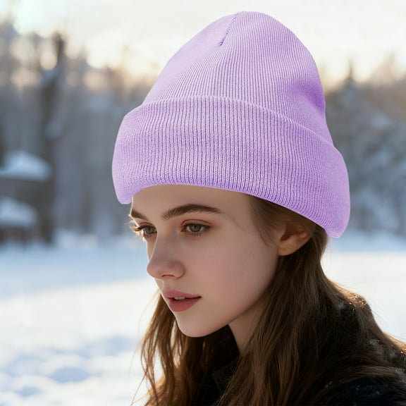 BiFandian Women's Knit Beanie Hat Fleece Lined, Solid Color Warm Knitted Hat for Women, Wool Winter Beanie Anti-Static