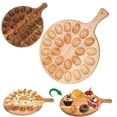 thumbnail image 1 of BiFandian Wooden Deviled Egg Platter, Reversible 24 Holes Round Egg Holder Container, Charcuterie Board Serving Tray with Handle for Kitchen Countertops, 1 of 6