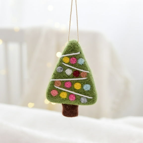 BiFandian Wool Felt Christmas Ornaments, Snowflake Holiday Pattern Handmade Crafts, Hanging Tree Decor for Display
