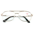 thumbnail image 1 of BiFocal Metal Aviator Reading Glasses - Spring Hinge Square Large Lens Reader Bi-Focal, 1 of 5