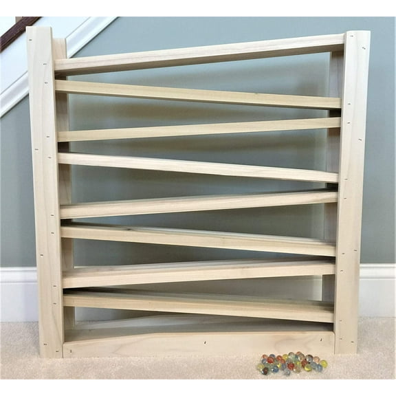 BiGe Deluxe Wood Double Marble Run. Excessively Designed, Amish Built. About 25 x 25, 8 Levels of Twin Tracks Taller, Longer, More Tracks, More Fun. 30 Free Marbles.