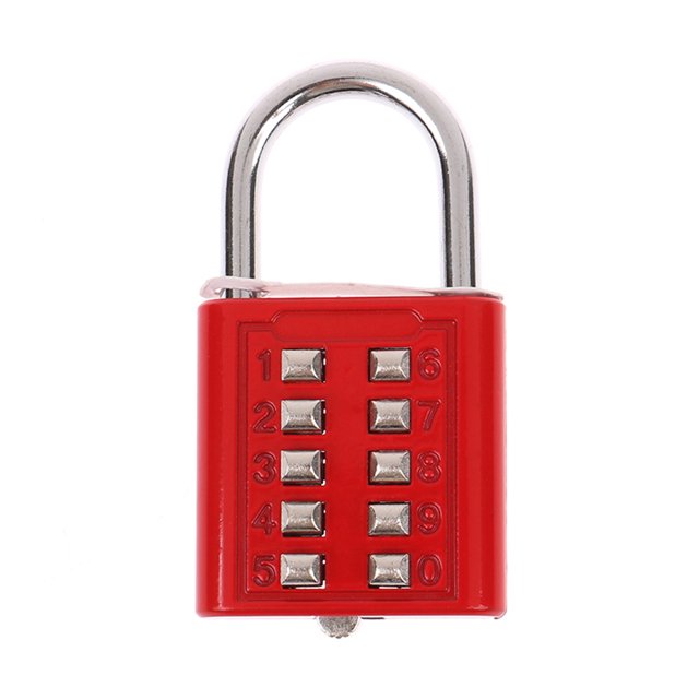 BiJun 10-Digit Combination Padlock Button Lock for Gym Lockers, Cases ...