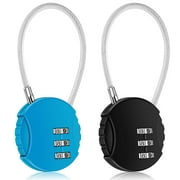 BiJun 2-Pack Combination Lock 3-Position Outdoor Waterproof Padlock for School Gym Lockers, Sports Lockers, Fences, Tool Boxes, Gates, Cases, Buckle Lockers (Black & Blue)