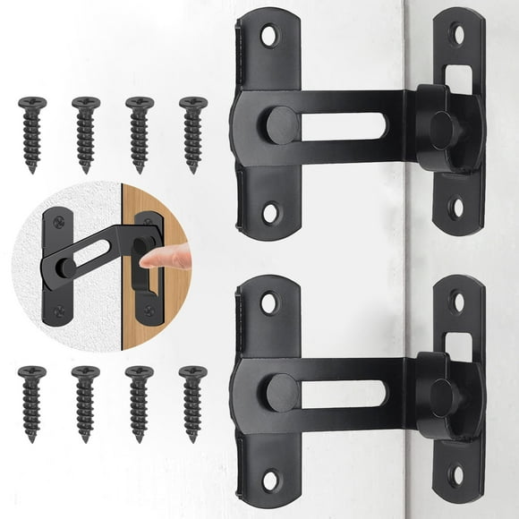 BiJun 90 Degree Right Angle Lock, Matte Black, Stainless Steel "Barn Door Hardware Kit" 2 Pieces