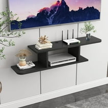 BiJun Floating TV Stand Wall Mounted, Floating TV Shelf for TVs up to 60"（Black）