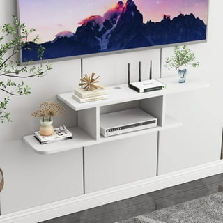 Floating corner 2024 tv stand white