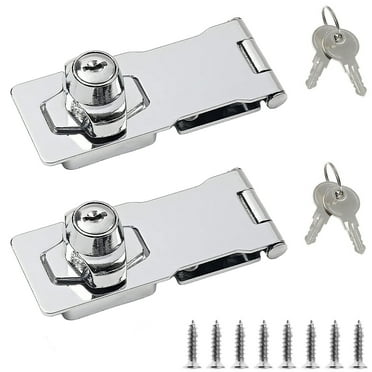 BiJun Padlock Latch Lock 4 " Stainless Steel Hasp Lock Latch Door Lock Hasp Latch for Door Shed Cabinet (2 Pack)Silver