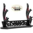 thumbnail image 1 of BiJun Sword Stand Katana Stand, Black Wood Sword Katana Wall Mount Holder, Gladiator Sword Wall Display Crusader Sword Stand Knife Hanger Bracket Rack(2-tier), 1 of 6