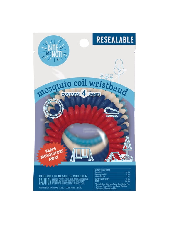 ! Plant-Based Coil Wristband Insect Repellent, Multi-Color, 4 Count