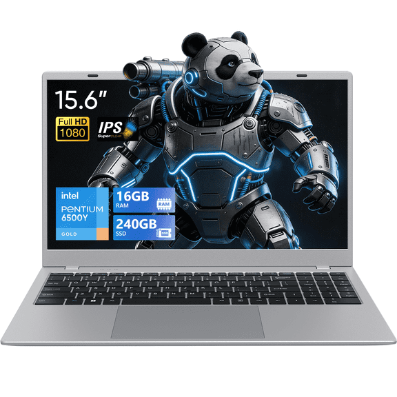 BiTECOOL 15.6" Slim Laptop with 16GB RAM 240GB SSD, Intel Pentium Gold 6500Y, WiFi 5 BT5.0, Type-C Fast Charging, Business Laptop for Work, Online Classes & Home Use