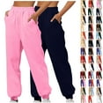 thumbnail image 1 of BiZtdJrK 2 Pack Womens Sweatpants High Waisted Cinch Bottom Jogger Workout Pants Solid Casual Athletic Trousers with Pockets Daily Sales Clearance Light Blue XL, 1 of 5