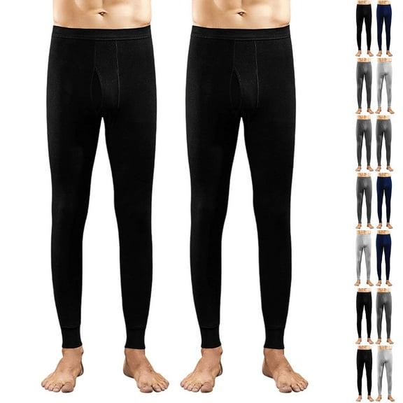 BiZtdJrK 2 Pc Men's Long Johns Solid Color Base Layer Leggings Fall Winter Underwear Bottoms Workout Yoga Pants, Dark Gray, XXXXL