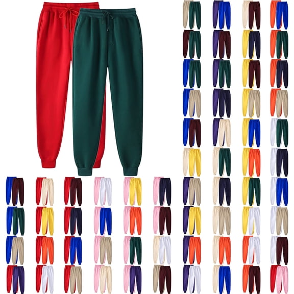 BiZtdJrK 2 Pcs Womens Sweatpants High Waisted Jogger Pants Cinch Bottom Harem Pants Solid Baggy Lounge Trousers with Pockets Sales of the Week Yellow S