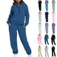 thumbnail image 1 of BiZtdJrK 2 Piece Outfits for Women Half Zip Oversized Hoodie and Baggy Cinch Bottom Sweatpants Track Suits Fashion Solid Color Lounge Sweatsuit Sets Gray XL, 1 of 9