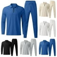 thumbnail image 1 of BiZtdJrK 2 Piece Sets for Men Casual Waffle Henley Shirt and Drawstring Waist Pants Tracksuit Solid Color Sports Workout Trousers and Long Sleeve Tops Suits 50 Percent off Sales Today Blue XXL, 1 of 8