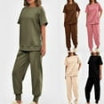 thumbnail image 1 of BiZtdJrK 2 Piece Sets for Women Summer Short Sleeve Side Zipper Blouses and Harem Pant Tracksuit Outfits Solid Crewneck Shirts Tops Trousers Jogger Set Lightening Sale Army Green XXL, 1 of 9