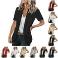 thumbnail image 1 of BiZtdJrK 2025 Summer Blazers for Women Short Sleeve Lapel Suit Jackets Lightweight Casual Button Open Front Business Blazer with Pockets Prime Sales Today White XXL, 1 of 5