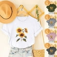 thumbnail image 1 of BiZtdJrK Summer Top for Women Sunflower Graphic Tees Teen Girls Cute Print T-Shirt White S, 1 of 6