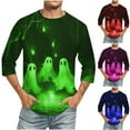 thumbnail image 1 of BiZtdJrK 3/4 Length Sleeve Tshirt for Men Halloween Funny Ghost Print Tees Tops Big and Tall Crewneck Cool Costume T-Shirt 93 Percent Off ZB-Purple#long sleeve shirts for men XL, 1 of 5