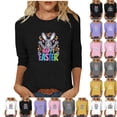 thumbnail image 1 of BiZtdJrK 3/4 Length Sleeve Womens Tops 2025 Easter Cute Rabbit Graphic Tees Shirt Casual Loose Fit Crewneck Pullover Blouses Gray L Ofertas de Hoy en Liquidación, 1 of 5