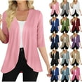 thumbnail image 1 of BiZtdJrK 3/4 Sleeve Cardigan for Women Lightweight Open Front Casual Bolero Shrugs Lightweight Cover Ups Fall Clothes Purple L Birthday Gifts, 1 of 9