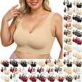 thumbnail image 1 of BiZtdJrK 3 Pack Bras for Women No Underwire Seamless Oversized Everyday Bra Comfort Wireless Soft Support Bralette, Khaki, XXXXL, 1 of 10