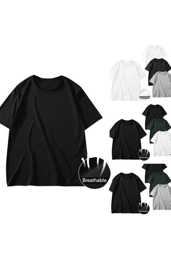 3 Pack T Shirts for Men Big and Tall Short Sleeve Loose T Shirt Lightweight Breathbale Lounge Tee Tops Black XXXL