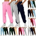 thumbnail image 1 of BiZtdJrK 3 Pack Women's Lounge Pants Elastic Waist Solid Sweatpants Athletic Workout Baggy Joggers with Pockets Brown L, 1 of 5