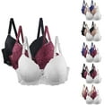 thumbnail image 1 of BiZtdJrK 3 Pack Womens Lace Bras Plus Size Full Coverage Wireless Bralettes Comfortable Breathbale Push Up Bra Adjustable Straps Support Bralette Black XXXXL, 1 of 6