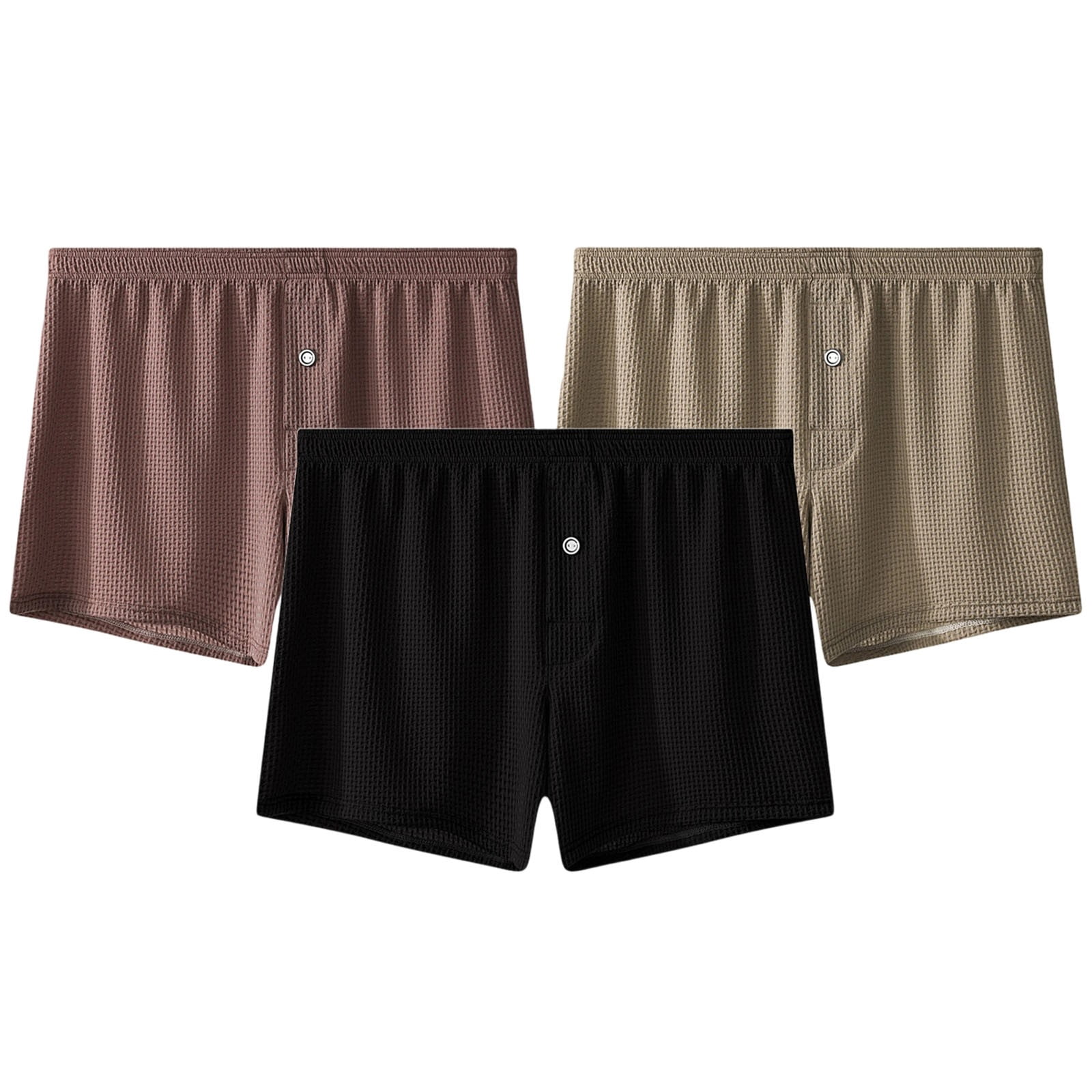 BiZtdJrK 3PCS Boxers for Men Textured Elastic Waist Casual Boxer ...