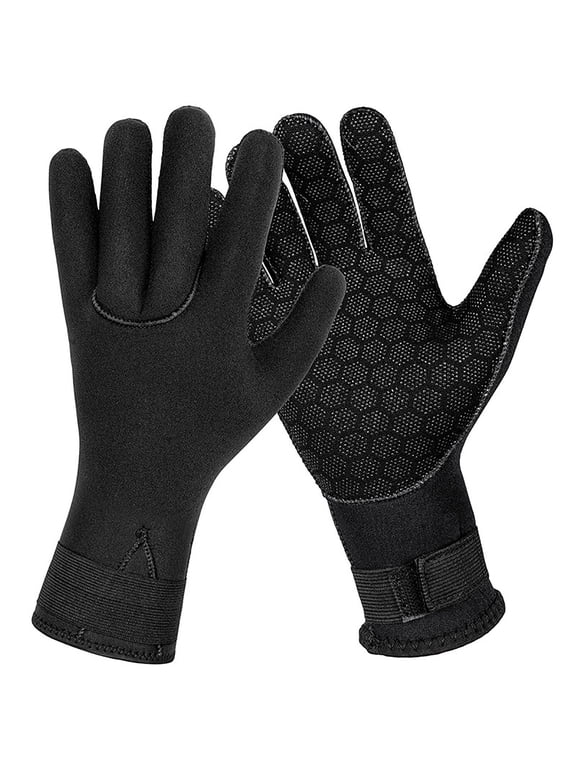 BiZtdJrK 3mm Neoprene Gloves for Men Adjustable Wrist Strap Diving Glove Thermal Swimming Surfing Wetsuit, Black, XL