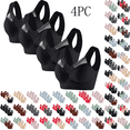 thumbnail image 1 of BiZtdJrK 4PC Bras for Women No Underwire Lace Vest Bralettes Solid Color Full-Coverage Everyday Bra Underwear Sport Pullover Bra, Green, XL, 1 of 4