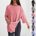 thumbnail image 1 of BiZtdJrK Surgery Shirts for Women Tear Away 3/4 Sleeve Tops Loose Fit Side Split Hem Blouses Solid Casual Soft Tops Chemo Port Adaptive Clothing Purple XL, 1 of 9