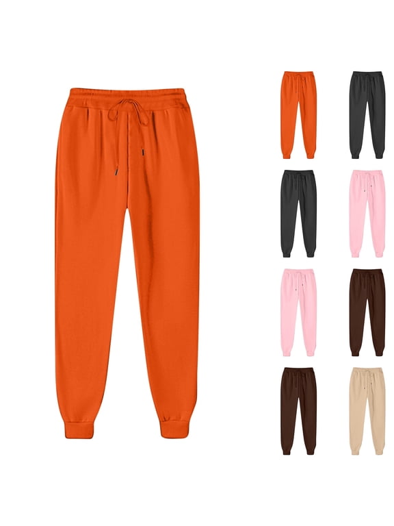 Running Sweatpants for Women Drawstring High Waist Gym Workout Joggers Baggy Active Sport Sweatpant Pink M