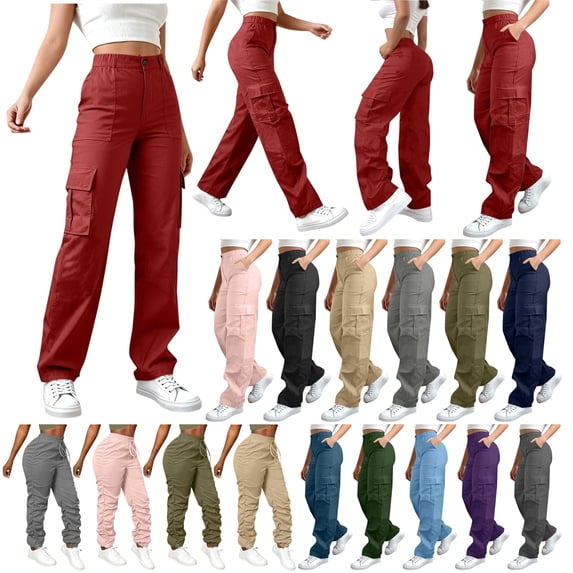 BiZtdJrK Baggy Cargo Pants for Women High Waisted Lightweight Open Leg Hiking Pants Streetwear Fashion Outfits with Pockets Light Blue L