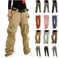 thumbnail image 1 of BiZtdJrK Baggy Cargo Pants for Women Straight Wide Leg Parachute Pants Teen Girls Clothes Y2K Streetwear, Army Green, XXL, 1 of 9