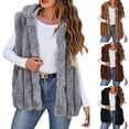 thumbnail image 1 of BiZtdJrK Womens Faux Fur Vest Winter Warm Short Coat Fluffy Shaggy Sleeveless Jacket Lounge Fuzzy Outerwear Black L, 1 of 7