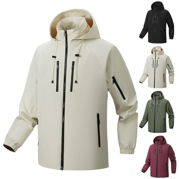 BiZtdJrK Big and Tall Hoodie Rain Jacket for Men Solid Color Long Sleeve Zip Up Jackets Casual Lightweight Waterproof Raincoat for Hiking Travel Z-Green#men's hoodie jacket XXL