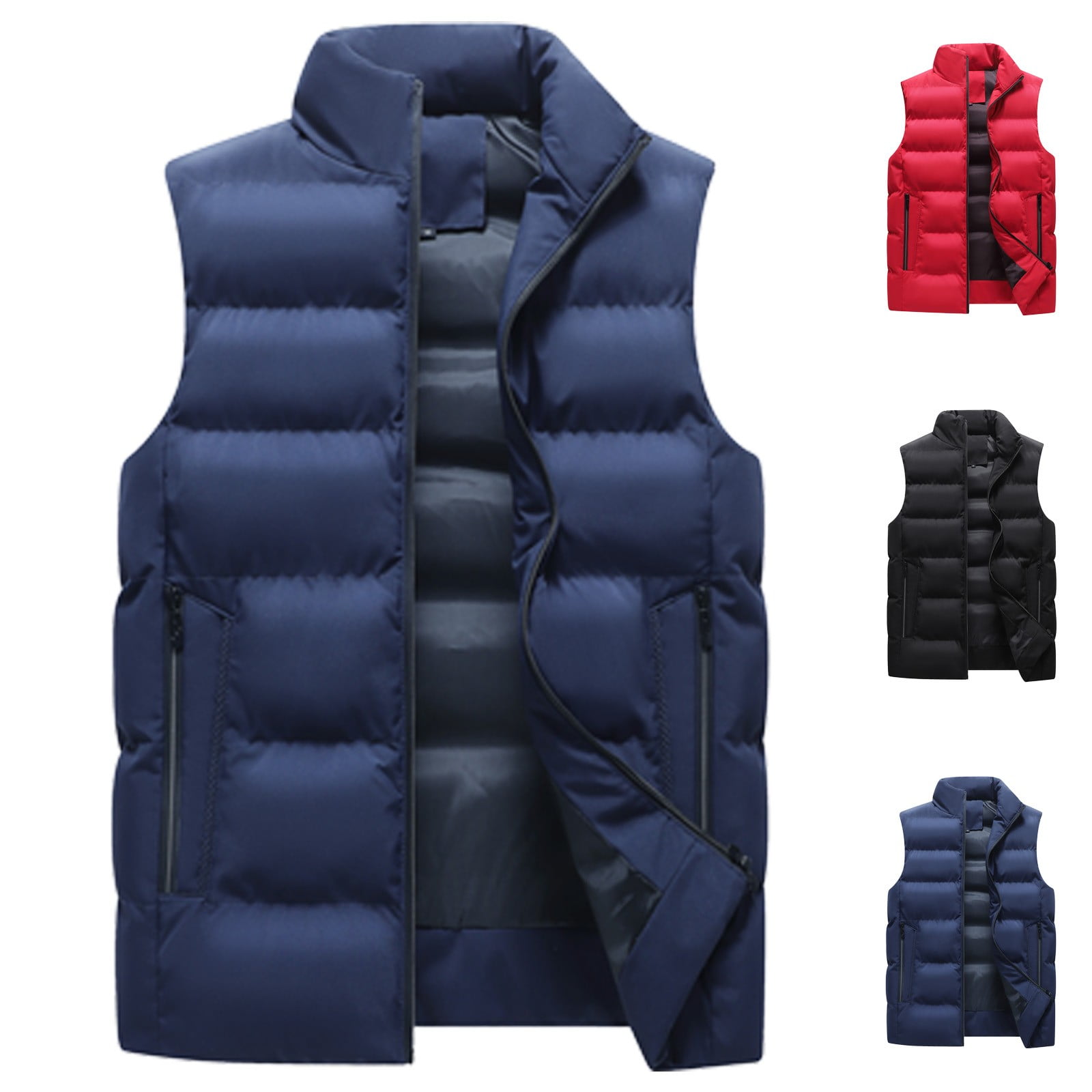 Up Jacket BiZtdJrK Big and Tall Puffer Vests for Men Lightweight Sleeveless Zip ...
