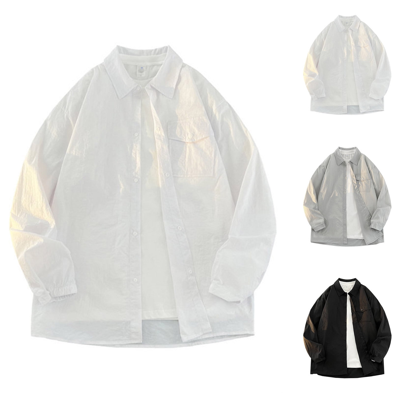 BiZtdJrK Big and Tall Shirts Jacket Mens Long Sleeve Lapel Blouse Tops