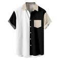 thumbnail image 1 of BiZtdJrK Big and Tall Shirts for Men Summer Button Down Lapel Beach Blouses 2024 Trendy Color Block Short Sleeve Slim Fit Shirt with Pocket Lightening Deal White 3XL, 1 of 6