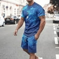 thumbnail image 1 of BiZtdJrK Big and Tall Sport Set Men's Summer Short Sleeve Shirts Matching Casual Drawstring Shorts with Pockets 2 Piece Sets Novelty Map Print Jogger Tracksuits Best Sales Today Dark Blue 5XL, 1 of 5