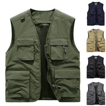 BiZtdJrK Big and Tall Vest for Men Loose Fit Zipper Sleeveless Work Vests Lightweight Casual Golf Vests with Multi Pockets Black And Friday Sales Black XXXXL