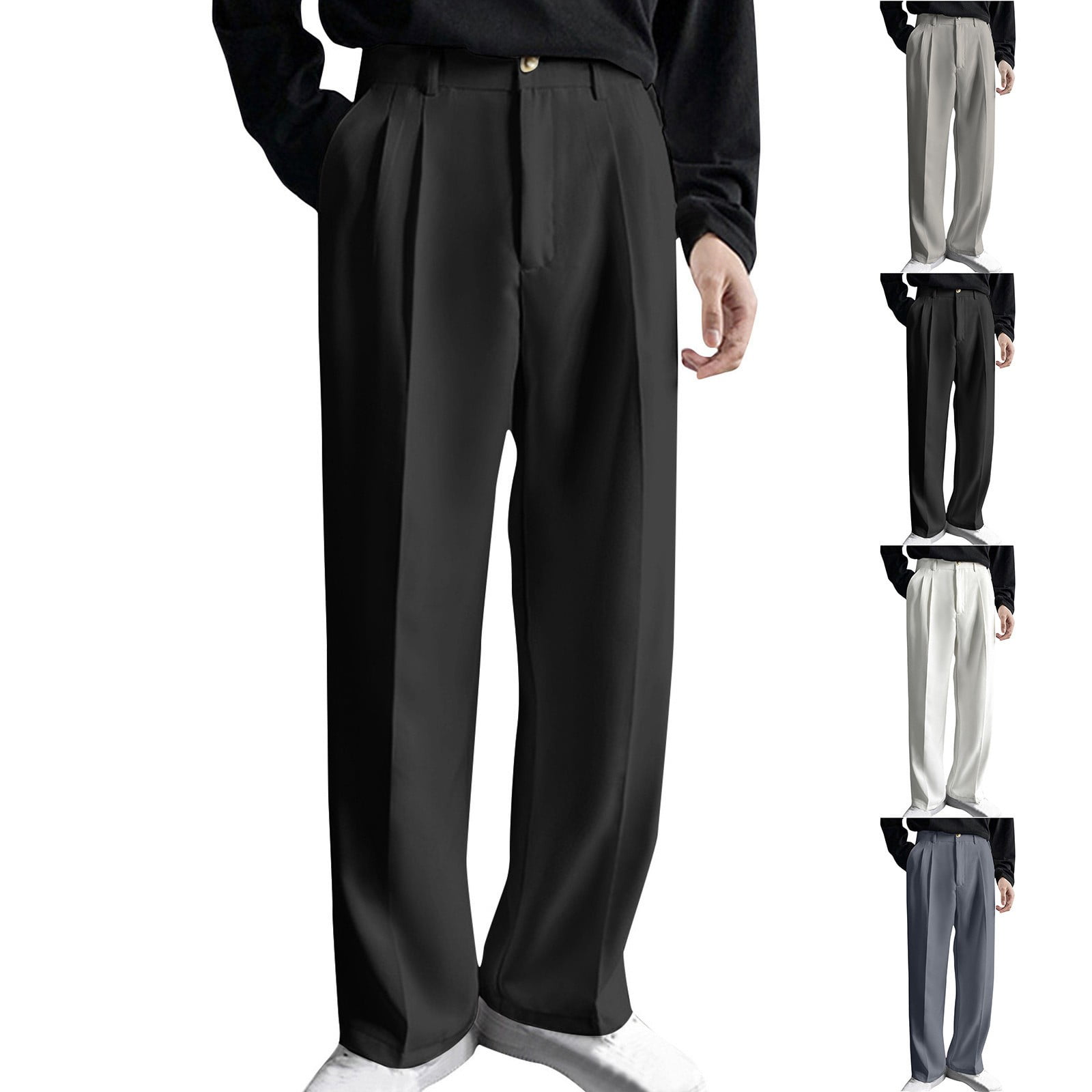 Xysaqa Mens Casual Formal Business Pants, Men Straight Leg