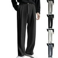 thumbnail image 1 of BiZtdJrK Big and Tall Wide Leg Dress Pant for Men Pleated Front Casual Street Dress Pants Comfy Summer Travel Pants with Pockets Black XXXXXL, 1 of 5