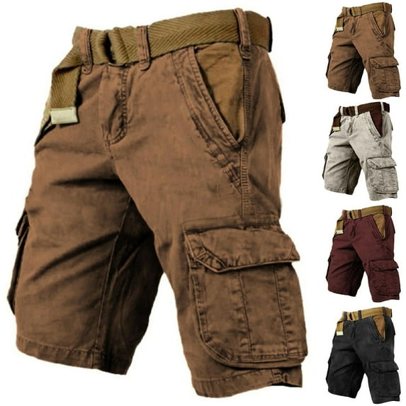 BiZtdJrK Big and Tall Cargo Shorts for Men Knee Length Jogger Hiking Shorts Fashion Casual Street Shorts with Multi Pockets Wine XXXL