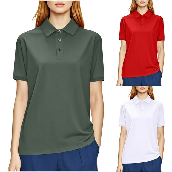 BiZtdJrK Big and Tall Collared Shirts for Women and Men Short Sleeve Solid Relaxed Fit Shirt Sports T-Shirt Summer Casual Cooling Tops Army Green L